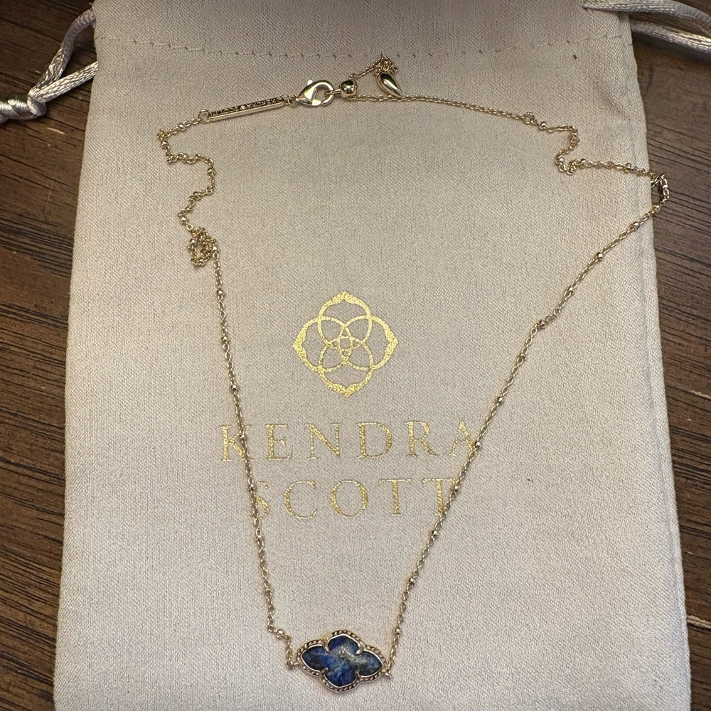 Kendra Scott Gold Necklace with Blue Stone